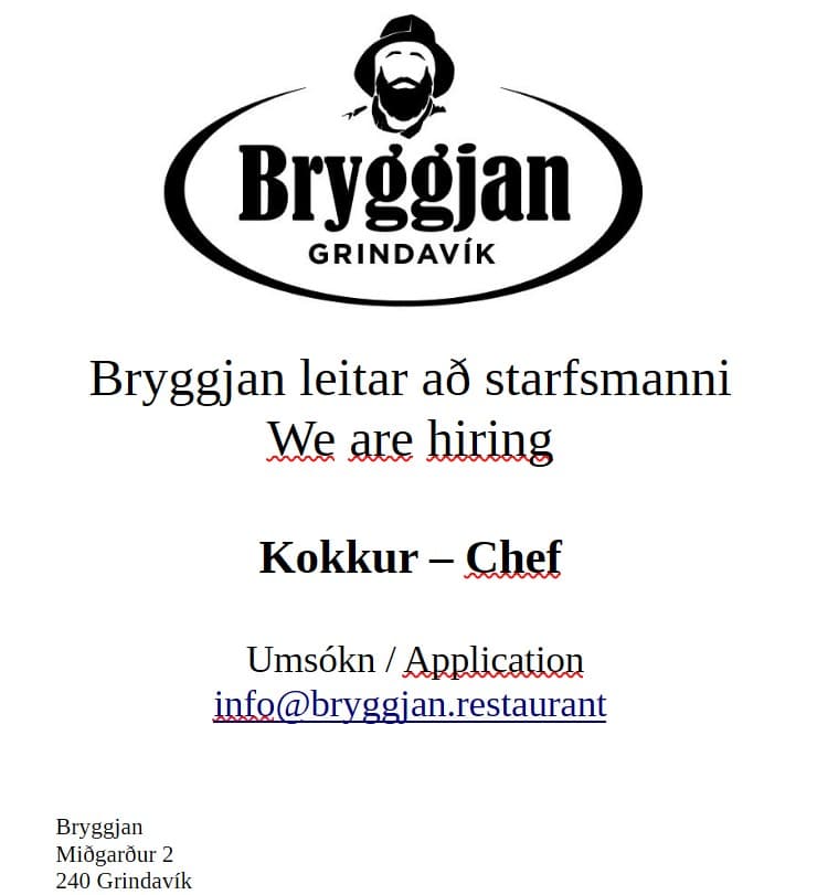 Kokkur - Chef - Matreiðslusmaður