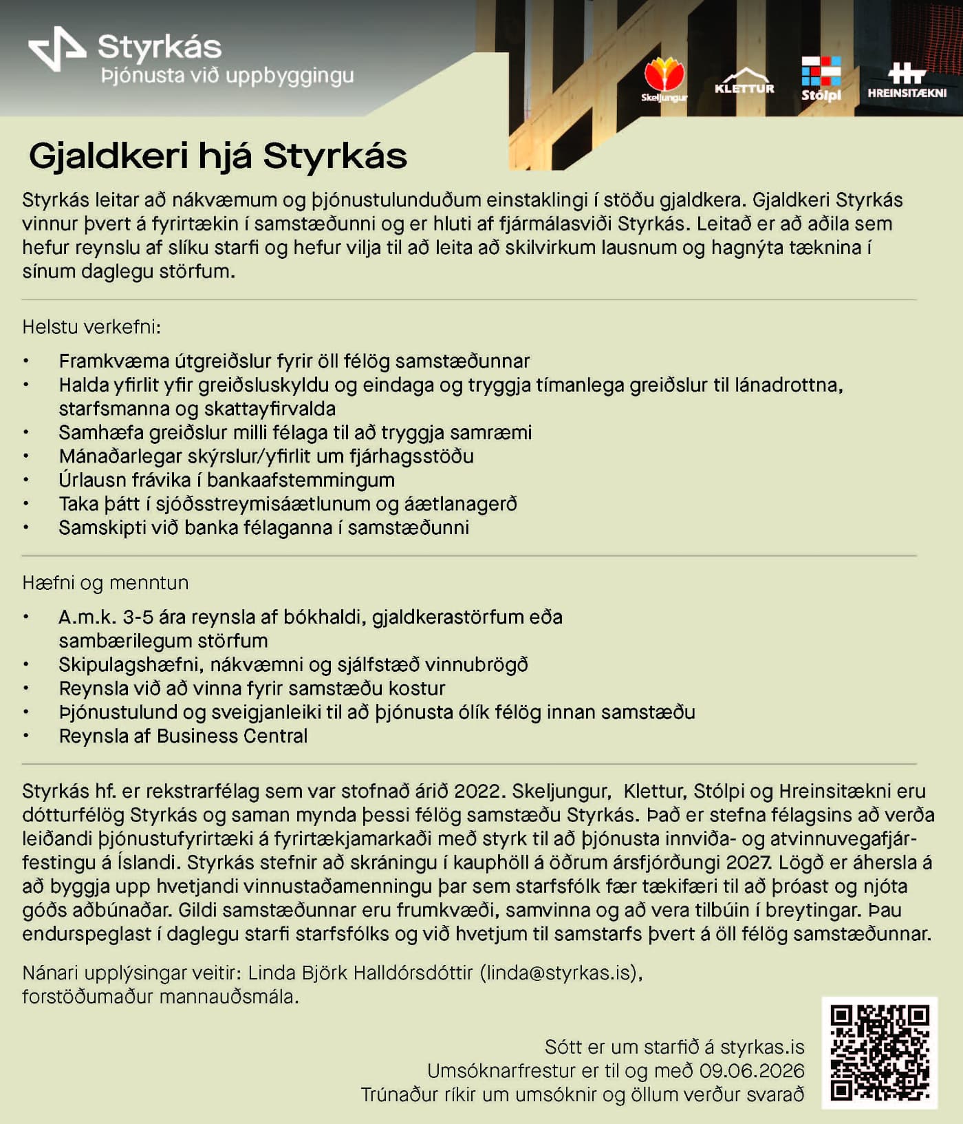 Gjaldkeri hjá Styrkás