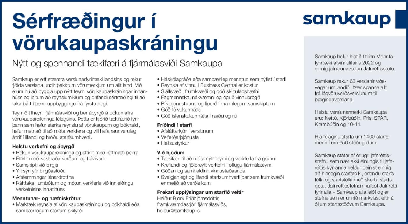 Sérfræðingur í vörukaupaskráningu